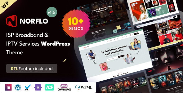 Norflo - Dish TV, ISP, eSIM, IPTV & OTT Platform Elementor WordPress Theme