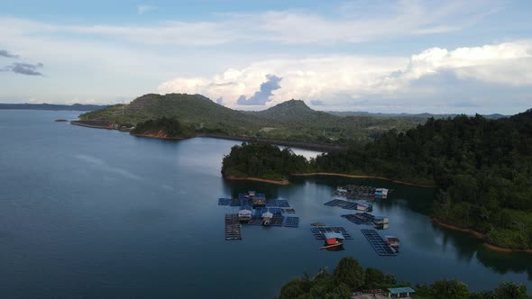 Aerial View of Fish Farms in Norway