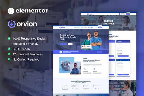 Orvion - Pharmacy & Medical Service Elementor Pro Template Kit