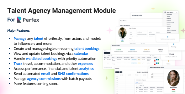 Talent Agency Management Module for Perfex CRM