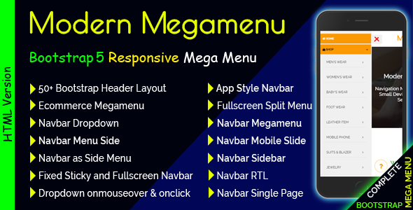 Modern Megamenu - Bootstrap Responsive Mega Menu