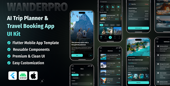 WanderPro – AI Trip Planner & Travel Booking App UI Template