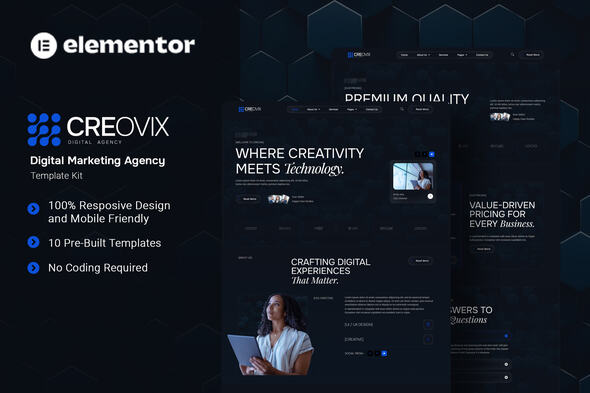 Creovix - Digital Marketing Agency Elementor Template Kit