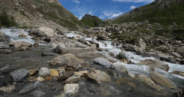 Wild river in the Vanoise natural national park, Savoie, France