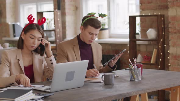 Startup Company Employees Working on Christmas Day