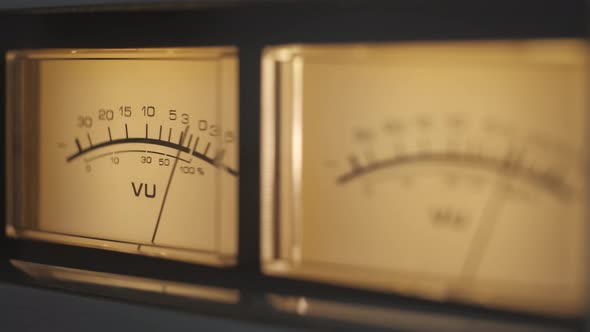 Audio Signal Levels Monitoring Audio Console on Classic Sound Amplifier