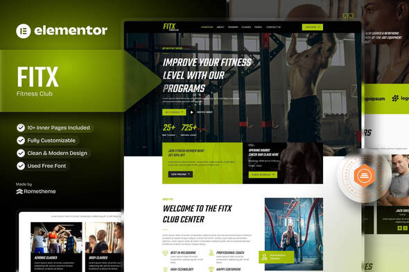 Fitx - Fitness & Gym Elementor Template Kit