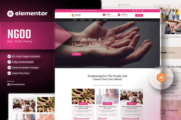 NGOO - Non-profit Charity Elementor Template Kit