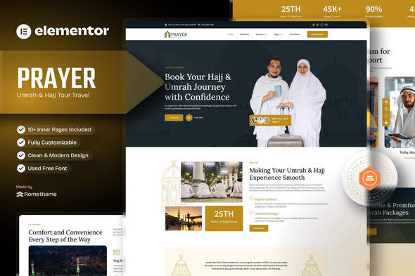 Prayer - Umrah & Hajj Tour Travel Elementor Template  Kit