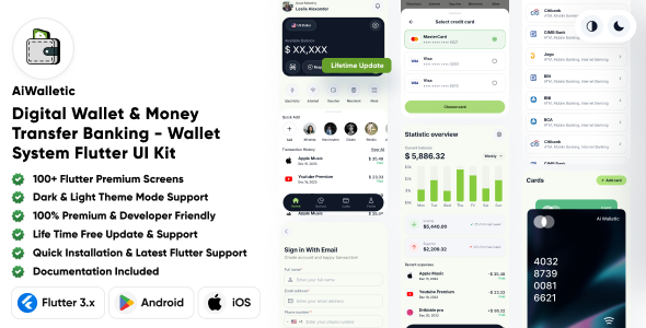 AiWalletic - Digital Wallet and Money Transfer Banking - Wallet - E-Money - Money Transfer UI Kit