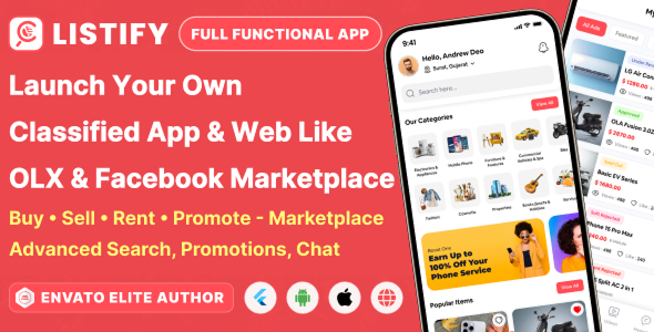 Listify – Buy & Sell Classified Marketplace App & Web | Flutter, Android, iOS | Admin Panel | Ads