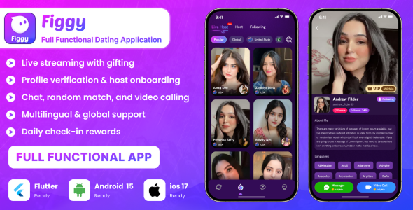 Figgy – Live Streaming, Video Call, Chat, Host & Agency Panel | Flutter iOS & Android App Script