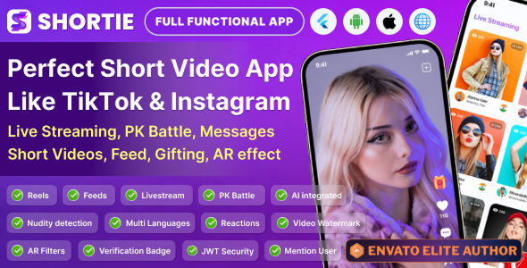Shortie - Short video & Live streaming app with admin panel | Android, iOS & Web | Tiktok Clone