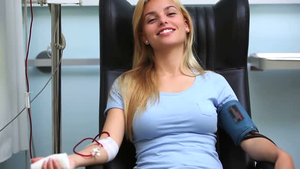 Patient receiving a blood transfusion