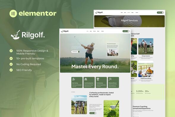Rilgolf - Golf Club & Course Elementor Template Kit