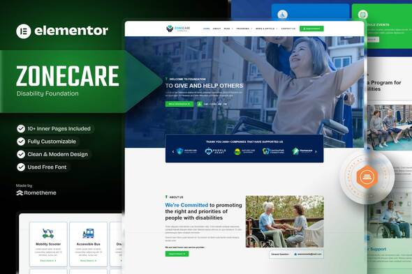 Zonecare - Disability Foundation Elementor Template Kit