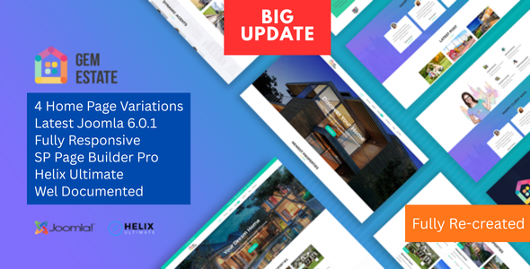 GemEstate Real Estate, Propety Joomla 6 Template