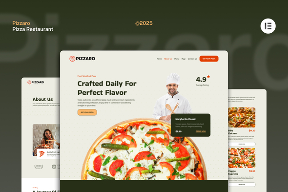 Pizzaro - Pizza Restaurant & Delivery Services Website Elementor Template Kit