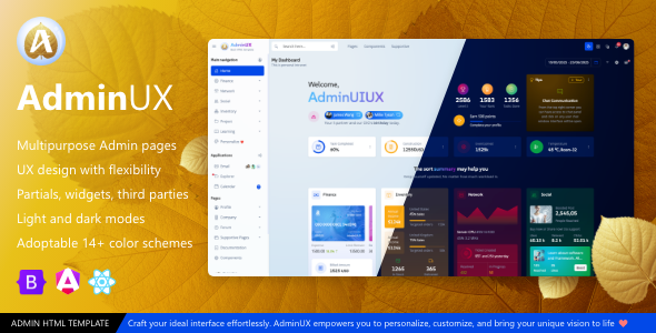 AdminUX  | Admin UI UX Multipurpose Dashboard Bootstrap 5 template and Angular 19 React Starter
