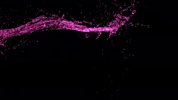 Super Slow Motion Shot of Pink Liquid Splash at 1000Fps Isolated on Black Background