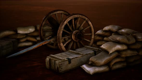 Gun Behind Sandbags During the U.S. Civil War alt