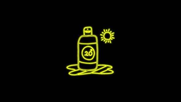 Sunscreen spray bottle icon isolated on a purple background. Protection for the skin from solar