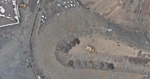 Panorama Aerial View the Open Quarry for Stone Extraction of the Quarry