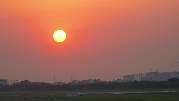 4K Timelapse Sunset At Airport, Viet Nam