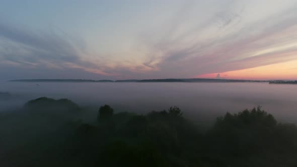 Gorgeous Summer evening fog in field 01