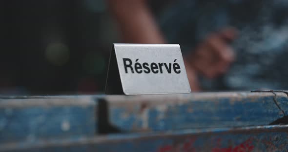 Close up of the reserved table