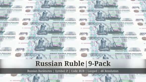 Russian Ruble | Russia Currency - 9 Pack | 4K Resolution | Looped