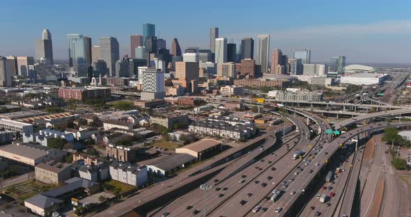 Aerial view of downtown Houston and surrounding area