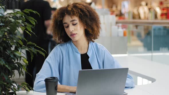 African Stressful Business Woman with Laptop Sad Upset Freelancer Girl Student Frustrated Shocked