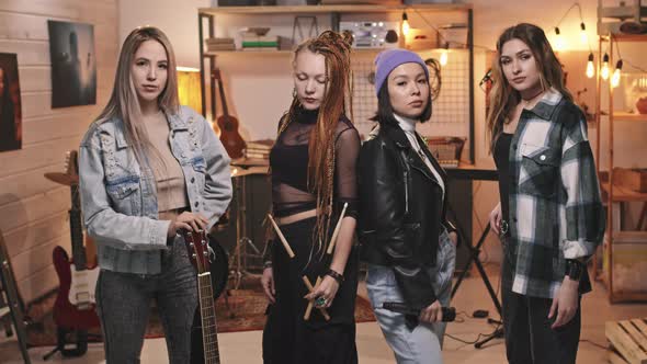 Portrait Of Cool All-Female Rock Band