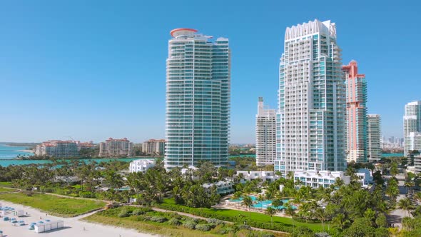 Miami Beach on a Bright Sunny Day, Aerial View, 