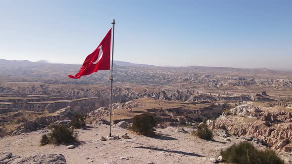 Aerial View Flag Turkey Cappadocia