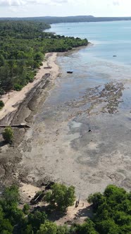 Vertical Video of Low Tide in the Ocean Near the Coast of Zanzibar Tanzania