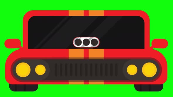 Running Sports Car animation on green screen background. alt