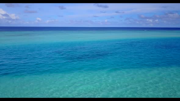 Aerial sky of relaxing tourist beach vacation by aqua blue sea and white sand background of journey 