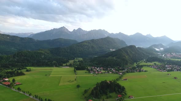 Panorama From the Air Forggensee and Schwangau, Germany, Bavaria