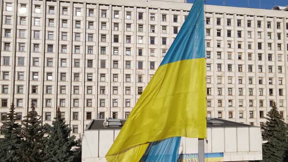 The Building of the Central Election Commission of Ukraine in Kyiv. Aerial. Slow Motion