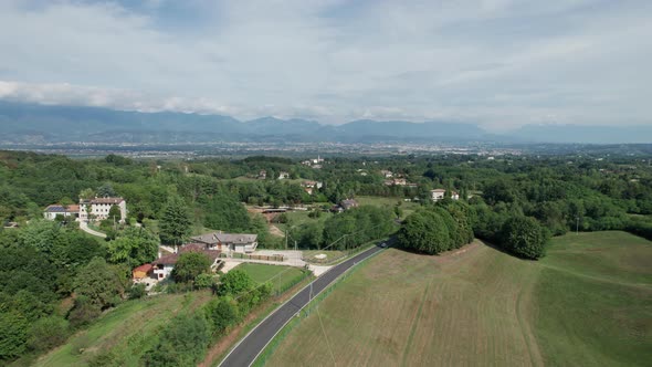 Drone View of a Typical Italian Mountain Landscape in the Countryside