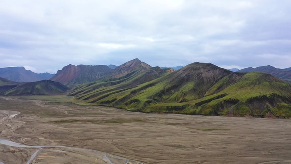 Iceland. Majestic aerial flight through the epic landscape of Iceland River.  Amazing nature.