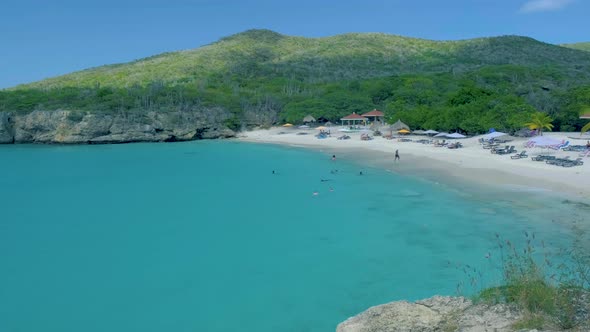 View of the White Beach Grote Knip Curacao Netherlands with a Blue Ocean Curacao Caribbean Island