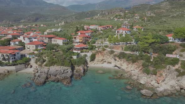 Aerial view on Kardamyli, Greece. Tourism in Europe