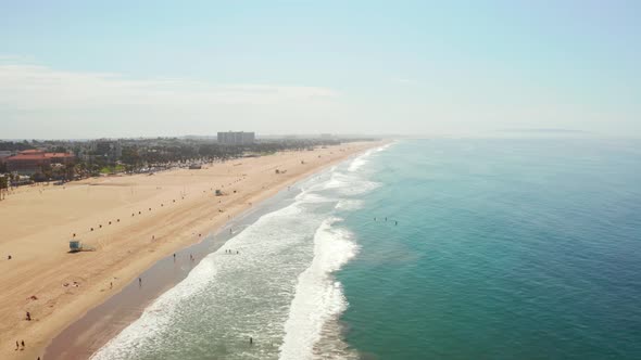 Aerial View of the Santa Monica Pier in Santa Monica LA California