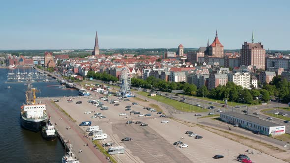 Descending View of Waterfront in City