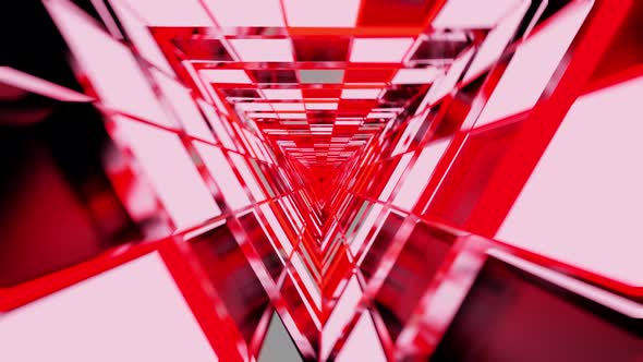 Red Crystalized Rotated Triangle Vj Tunnel Loop Traveling 4K