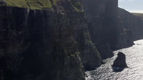 Drone Over Coastline With Asmundarstakkur Sea Stack