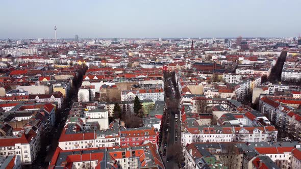 Flight Over the Residential Areas in Berlin Neukoelln  Aerial View
